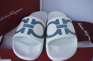 New Salvatore Ferragamo Groove Men's Sandals Size 9 Slide White - Picture 1 of 12