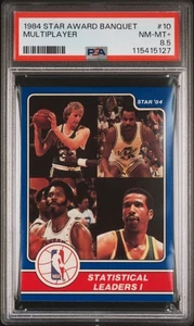 PSA 8.5 NM MINT+ 1984 STAR AWARD BANQUET LARRY BIRD #10 STATISTICAL LEADERS B154 - Picture 1 of 2