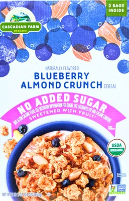 Cascadian Farm Organic Blueberry Almond Crunch Cereal 2x17 Ounce Bags EXP 03/26 - Image 1 of 4