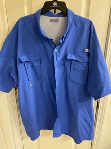 Columbia PFG Shirt Men 3X XXXL Blue Bahama Short Sleeve Fishing OmniShade Read - Picture 1 of 10