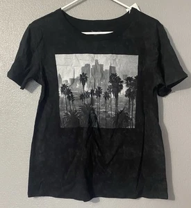 New Junior Girl’s LA The City Short Sleeve Graphic T-Shirt Zoe+Liv Black Size M - Picture 1 of 1