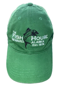 The Fish House Seward Alaska EST 1974 w Salomen Black White Green Cotton Hat Cap - Picture 1 of 12