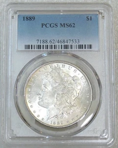1889 P Morgan Silber Dollar PCGS MS62 Original weiß gerade bewertet PQ Münze #V116R - Bild 1 von 4