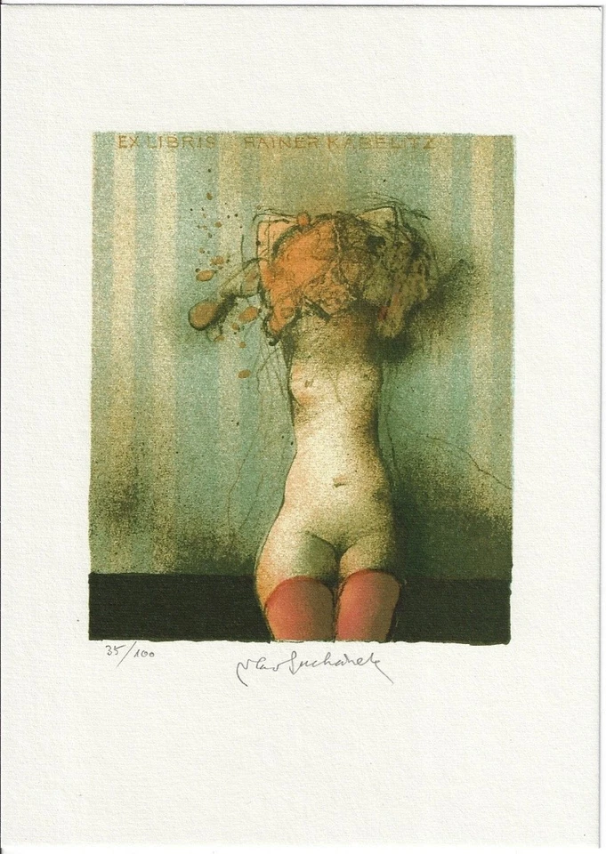 VLADIMIR SUCHANEK: erotisches Exlibris für Rainer Kabelitz - Bild 1 von 1