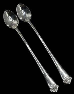 2 Vintage Ekco Iced Tea Spoon Classic Crest Japan 7.5" Stainless Steel Flatware - Image 1 of 4
