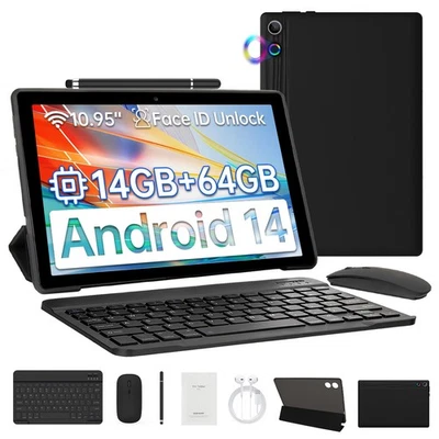 2025 Newest Android 14 Tablet 128GB ROM (1TB TF) 11inch WiFi 6800mah Dual Camera - Image 1 of 4