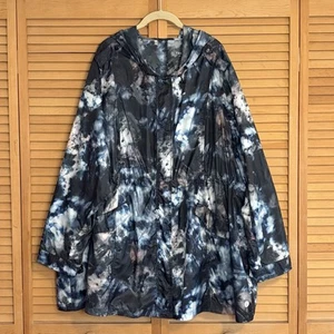 Torrid Active Tie Dye Windbreaker Coat Women's 5 5X Black Nylon Hooded Jacket - Picture 1 of 12