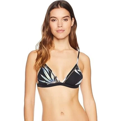 Nuevo con etiquetas Roxy Junior's Your Wild Bikini Traje de Baño Top, Verdadero Negro Delicadas Flores, M Foto 1 de 3