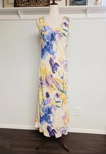 Maxi abito donna vintage tessuto acquerello floreale L colorato fata - Foto 1 di 7