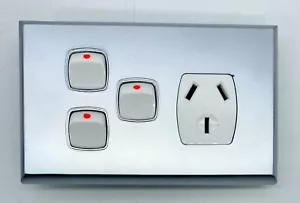 Single Power Point 2x Extra Switch SGPO Electrical With Silver Cover Outlet GPO - Picture 1 of 5