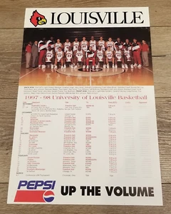 Louisville Cardinals 1997-98 Basketball Schedule Poster - Picture 1 of 3