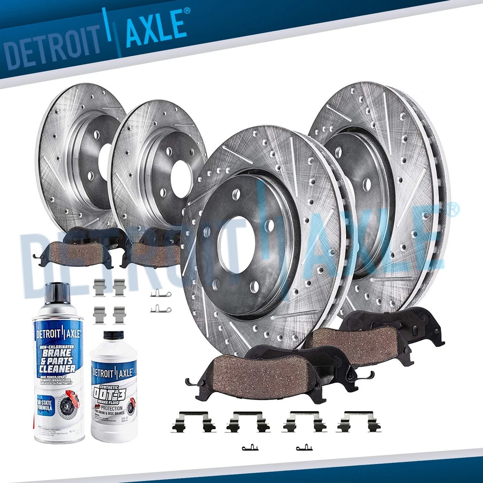 Front Rear DRILLED Rotors + Ceramic Brake Pads for 2004 - 2006 Mitsubishi Lancer - Image 1 of 4
