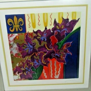 Serigrafía Floral Original en Magníficos Colores, Lápiz Firmado #d Liz Jardine - Imagen 1 de 6