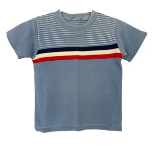Vintage Striped Blue Short Sleeve Toddler Shirt - Picture 1 of 3
