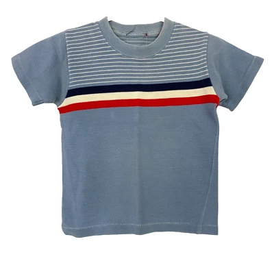 Camisa vintage azul a rayas manga corta para niño pequeño Foto 1 de 3