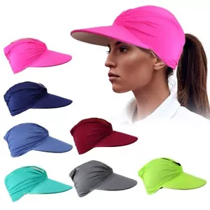 Women Turban Sun Visor Hat Sports Wide Stretchable Brim Golf Ponytail Cap US - Picture 1 of 19
