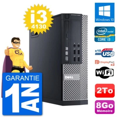 PC DELL 9020 SFF Intel Core i3-4130 RAM 8Go Disco Duro 2To Windows 10 Wifi - Imagen 1 de 3