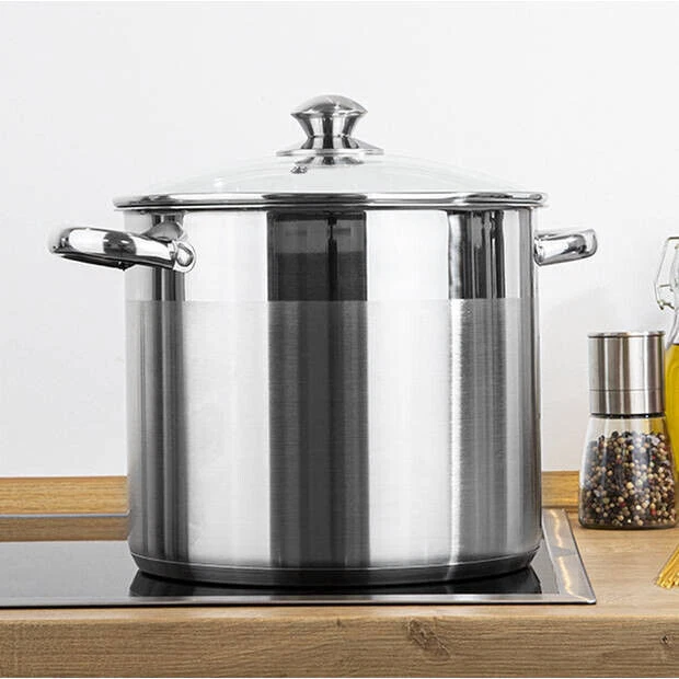 Edelstahl Kochtopf Topf Universaltopf 14L mit Glasdeckel 22023