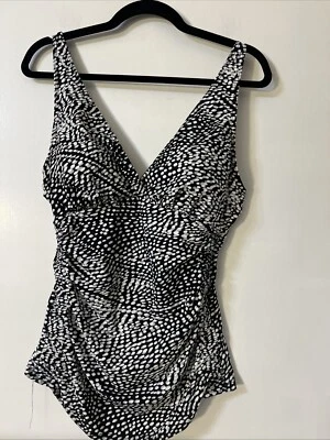 CHRISTINA  swimsuit top tankini size 12D 8  d cup Black Gray Dot Babydoll  Rush - Image 1 of 4