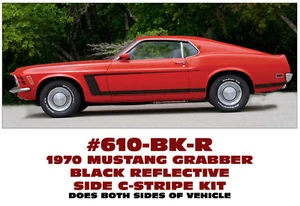 610-BK-R 1970 FORD - MUSTANG GRABBER - SIDE C-STRIPE DECAL KIT - REFLECTIVE  - Foto 1 di 1