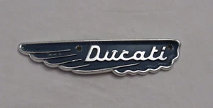 Vintage Blue Ducati Scrambler Petrol Gas Fuel Tank Emblem Badge Motiv Emblem - Picture 1 of 2
