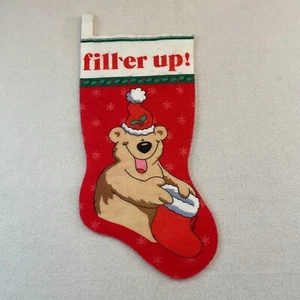 VTG Christmas Stocking Fill-er Up! Brown Bear Felt Red White Jim Benton 1987 - Picture 1 of 6