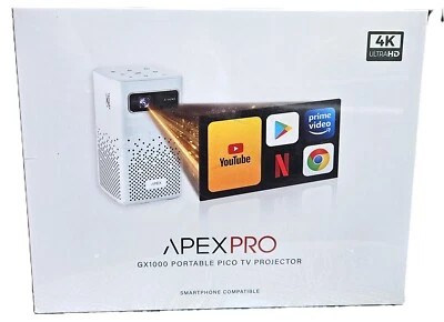 APEX PRO GX1000 Portable Pico TV Image Projector 4k Ultra HD Streaming WiFi*NEW* - Image 1 of 4