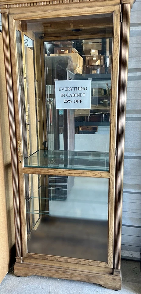 Howard Miller Curio Display Cabinet 680-182 Woodburn Yorkshire Oak 680182 - Image 1 of 3