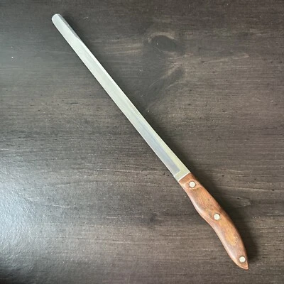 Vintage Cutco No. Cuchillo de Rebanada 24 Marrón Remolino Patente No. 2147079 Hecho en USA Foto 1 de 4