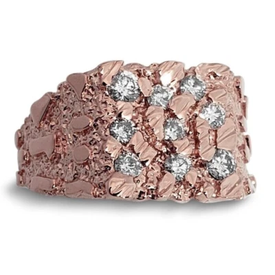 Real 10K Rose Gold Men's Nugget Ring 0.62 carat Diamond, Natural or Lab-Created - Image 1 of 4