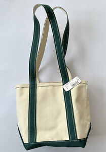 Vintage LL Bean Boat & Tote Long Handles Small Green Made W/ Tag Never Used