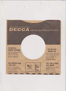 DECCA ALBUMS  45 RPM COMPANY SLEEVE FREE SHIPPING IN U S - Picture 1 of 1