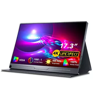 UPERFECT 4K Portable Monitor 17.3" 3840X2160 Laptop Monitor 500nit USB-C Monitor - Picture 1 of 12