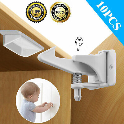 Cabinet Locks Child Safety Latches Baby Proof Lock Drawer Door 10 Pack White USA • 14.98$