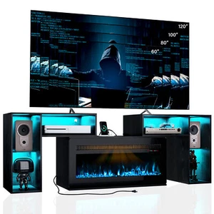 42" Fireplace TV Stand with LED Light for 80 -100 in TV Entertainment Center - Picture 1 of 14