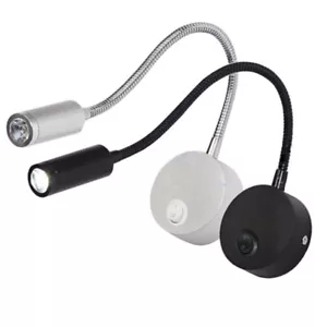 Lámpara LED de cuello de ganso de rotación 360° 3W montada en pared lectura luz nocturna para dormitorio - Imagen 1 de 14