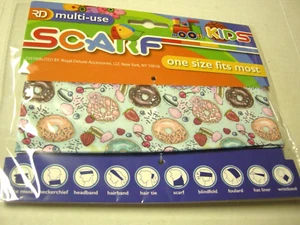 Kids Scarf By Royal Deluxe, Multi-Use, Doughnuts Design, One Size (8"x9.5"), New - Picture 1 of 2