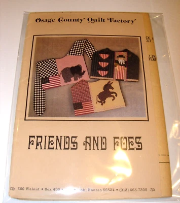 CRAFT QUILT SEWING PATTERN OSAGE FRIENDS & FOES COLLAR DONKEY ELEPHANT PATRIOTIC - Image 1 of 3