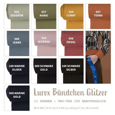 Bündchen Meterware Glitzer - Bündchenstoff Uni Lurex Schlauchware *ab 25 x 70 cm - Bild 1 von 4