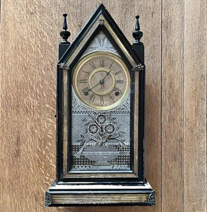 Antique 1850s Gothic Ansonia Clock Company Victorian Mantle Clock Parlour Parlor - Picture 1 of 15