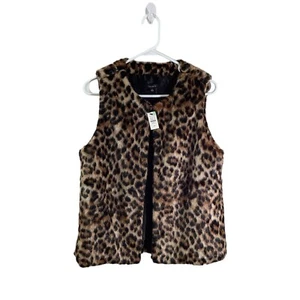 Talbots Vest Women's X-Small Leopard Print Faux Fur Fuzzy - Picture 1 of 3