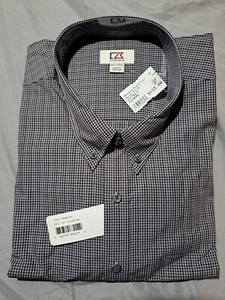 NEW CUTTER & BUCK MENS Survey Plaid Red/White/Blue Long Sleeve Dress Shirt 3XT - Picture 1 of 4