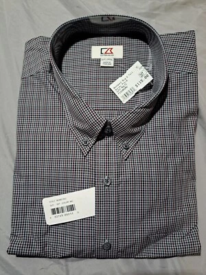 NEW CUTTER & BUCK MENS Survey Plaid Red/White/Blue Long Sleeve Dress Shirt 3XT - Image 1 of 4