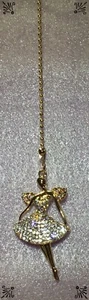 Handcrafted Champagne Rose Gold Fairy Ballerina Crystal Rhinestones Fan Pull - Picture 1 of 4