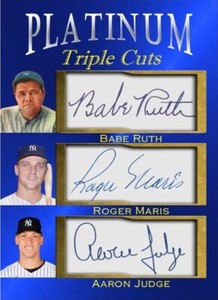 Babe Ruth Roger Maris Aaron Judge Platinum Cuts facs auto 1000 made Yankees