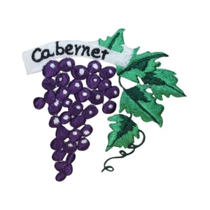 ID 3168 Cabernet Wine Grapes Patch Vintage Red Embroidered Iron On Applique - Picture 1 of 3