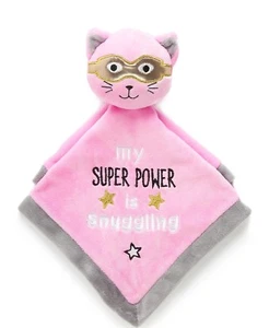 Rima infantil, 13""x13"" bebé niña superhéroe gato amigo acurrucado | Manta de seguridad - Imagen 1 de 2