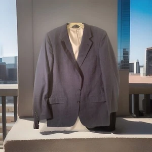 Halston Men’s 42S Navy Glen Plaid Wool 2 Button Blazer - Picture 1 of 5