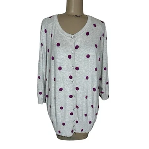 Lane Bryant 22/24 Polka Dot Purple Gray Cardigan Sweater Lightweight - Picture 1 of 6