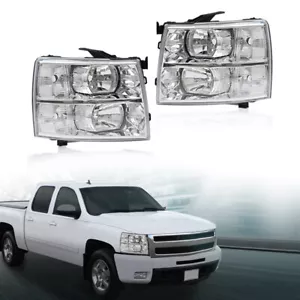 Fit For 07-13 Chevy Silverado 1500/2500/3500 Clear Corner Headlights Replacement - Picture 1 of 12